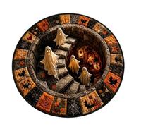 Halloween Optical Illusion Rug, Haunted House Plush Door Mat Decor