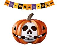 Halloween Pumpkin Figurines - Résine Skull Ornement, Sculpture Décoration, Holiday Tabletop, Festive Display | Indoor Party Decor For Home Kitchen Living Room Bookshelf Mantle Haunted House Desk