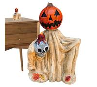 Halloween Pumpkin Statue - Resin Pumpkin Ghost Table Decoration | Spooky Au | Halloween Resin Statues Decor Special Home Table Sculpture Ornament Horror Craft for Haunted House Party Favors Fun