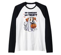 Halloween Puppy Ghost Did Someone Say Treat Spooky Season Manche Raglan