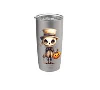 Halloween Squelette Chapeau haut-de-forme Citrouille Illustration Gobelet isotherme en acier inoxydable double paroi