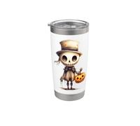 Halloween Squelette Chapeau haut-de-forme Citrouille Illustration Gobelet isotherme en acier inoxydable double paroi