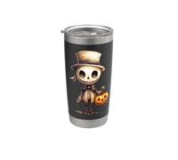 Halloween Squelette Chapeau haut-de-forme Citrouille Illustration Gobelet isotherme en acier inoxydable double paroi