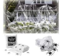 Halloween Stretchable Spider Web with 50 Fake Spiders for Outdoor Decoration,300g Horror Decoration for Outdoor Party,Garden Bar Horror Theme Night,Spooky Holiday Decor，1pcs-300g