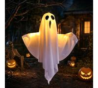 Halloween Suspendu Fantôme Lumière, Fantômes Suspendues avec Lumières LED, Fantome Halloween Decoration Exterieur et Intérieure, Fantômes Lumineux Ghosts Hanging pour Cour Pelouse Jardin