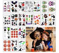 Halloween Tatouage Enfant, 20 Feuilles Tatouages Temporaires, Etanche Tatouage Ephémère, Animé d'autocollants de tatouages Cosplay