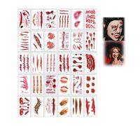 Halloween Temporary Tattoo Stickers, Fake Scars, Masquerade Face Decoration, Halloween Makeup Tattoos Stickers Family Kit, For Women's & Men's - Decor & Party Supplies (Style-R2)