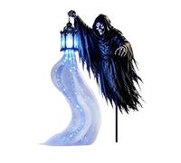 Halloween Wailing Wraith Yard Decorations, Light Up Witch with Floating Souls LED Glow, Outdoor Standing Metal Witch Ornament for Garden Lawn Porch Halloween Party Cemetery Scene Decor
