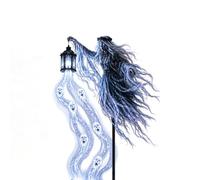 Halloween Wailing Wraith Yard Decorations, Light Up Witch with Floating Souls LED Glow, Outdoor Standing Metal Witch Ornament for Garden Lawn Porch Halloween Party Cemetery Scene Decor