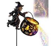 Halloween Witch Cauldron Garden Light,Fantasy Waterfall-Style Colorful | Fantasy Waterfall-Style Colorful Light, Flying Witch's Garden Stake Light, For Holiday Party Haunted House Farm Backyard