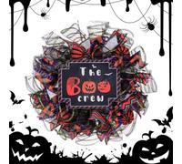 Halloween Witch Wreath | Artificial Spider Web Wreath LED Lights Halloween | Halloween Garland for Front Door, Indoor, Wall, Porch Decor, Party Supplies Halloween Wreath Decorations Handmade Wreath Door