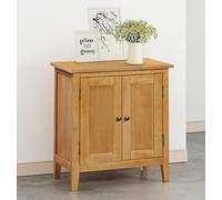 Hallowood Furniture Aston Petite armoire de rangement en chêne à 2 portes, armoire de rangement en bois avec étagère intérieure réglable, armoires multifonctions en chêne clair pour cuisine, salon ou