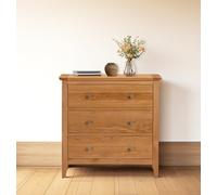 Hallowood Furniture Hereford Commode en chêne avec 3 tiroirs en bois | Petite commode en chêne clair massif pour chambre à coucher, salon et couloir, meubles de chambre entièrement assemblés