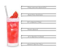 HALM Pailles en Verre Coffret Cadeau Aperol Spritz | 6 Pièces Droites de 23 cm de Longueur pour Verres Aperol Spritz | 6 Citations Amusantes Accessoires de Cocktail | Pailles à Boire Réutilisables en
