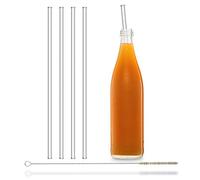 HALM Pailles en verre Réutilisables pour Stanley Cup Quencher Tumbler - 4 pièces droites 30 cm + brosse de nettoyage sans plastique Compatible lave-vaisselle Pailles en verre pour bouteilles.