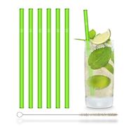 HALM pailles en verre, vert néon, 6 réutilisables 20 cm, brillent dans l'obscurité + brosse de nettoyage sans plastique, fabriqué en Allemagne, résistant au lave-vaisselle, droit