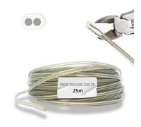 HALOTEC 25 mètres Câble électrique 2 fils 2x0.75 | H03VV-F | Double isolation PVC | Câble d'installation | Câble électrique | PVC | Transparent | Câble rond | Câble à deux fils