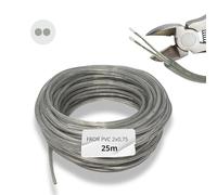HALOTEC 25m Câble Électrique Accessoires d'Éclairage | 2 Fils 2x0.75 mm² Transparent Polarisé H03VV-F | PVC Double Isolation Sécurité | Utilisation Industrielle Maison Bureau Résistant Flexible