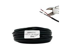 HALOTEC Câble Électrique 25m 2x0,75mm² PVC Flexible Noir-Rouge | 03VV-F Cuivre Double | Accessoire Éclairage LED, Installation Domestique | Haute Durabilité, Performance Sûre | Maison, Sécurité