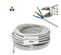 HALOTEC | Câble Électrique 25m 3 Fils 3x0.75 mm² PVC Blanc | H03VV-F pour Extensions & Installations Flexibles Rondes | Accessoires Éclairage Idéal Maison, Bureau | Sécurisé, Résistant, Durable