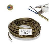 HALOTEC Câble Électrique Installation 25m | 2 Fils 2x0.75mm² H03VV-F PVC | Double Isolation | Rond | Doré Flexible | Conforme Norme CE | Sécurisé | Parfait pour Éclairage & Projets Domestiques