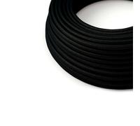 HALOTEC Câble électrique textile noir 5 m | Décoratif pour luminaires | 2 conducteurs 2x0,75 mm2 | Tissu pour éclairage intérieur | Bobine revêtement tissu noir élégant | Idéal bricolage maison bureau