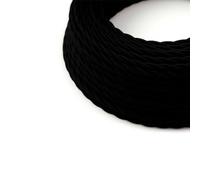 HALOTEC Câble Électrique Textile Torsadé Noir 5 m | Accessoire Décoratif pour Éclairage Lampes | 2 Fils 2x0.75 mm² | Enrouleur Toile Robuste et Durable | Design Intérieur Vintage et Style Industriel