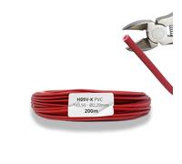 HALOTEC | Câble électrique unipolaire flexible rouge 200 m 1 x 0,50 mm² H05V-K PVC cuivre | Idéal installation intérieure maisons bureaux machines durables et sûres basse consommation d'énergie