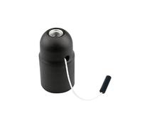 HALOTEC | Douille E27 avec tirette et cordon | Noir | Filetage standard | Installation facile | Plastique résistant | Compatible LED et incandescents | Pour ampoule apparente.