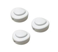 HALOTEC: Lot de 3 interrupteurs pour lampadaires | Interrupteur au sol | Interrupteur à pied unipolaire pour lampe de sol standard | Bouton interrupteur rond | Blanc