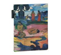 Halta Definizione Étui à rabat rembourré en tissu imprimé avec une œuvre d'art de Gaugin, idéal pour protéger les livres ou les accessoires, 19 x 25 H cm, Mahana