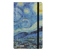 HALTADEFINITION Agenda 2026 avec couverture imprimée avec une œuvre d'art de Van Gogh, fermeture élastique, double signet et 192 pages, 13 x 21 cm, nuit