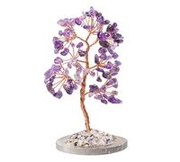 Halukakah Arbre de Cristal SANTÉ Feng Shui Améthyste Quartz Authentique Pierre Précieuse Arbre de Vie Fait à la Main Branches de Fil de Cuivre Agate Base Bol Chantant Béni 15cm Haut