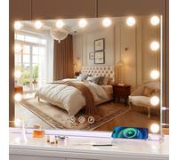 halumao Miroir de courtoisie Hollywood avec lumières, 58 x 48 cm, miroir de maquillage avec lumières, ports de sortie USB et de type C, 3 modes de couleur, contrôle tactile intelligent, miroir de