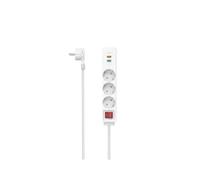 Hama 00223185 Multiprise avec interrupteur 3 prises et 2 ports USB (USB-A, USB-C) 1,4 m Blanc