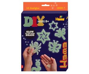 Hama - 3414 - Loisirs Créatifs - Boîte 1500 Perles à Repasser + 3 Plaques - Taille Midi - Phosphorescent