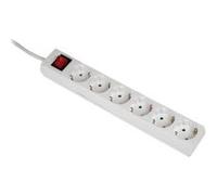 Hama Multiprise 6 prises 16A/3680W - Rallonge 5 m, Type F Schuko, Interrupteur, Sécurité enfant - Blanc