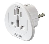 Hama Adaptateur de Voyage Universel Monde vers Europe - Type E/F 3 Pôles, Compatible Prises USA, UK, Chine, Suisse, Italie… Idéal pour Appareils Internationaux en France - Blanc
