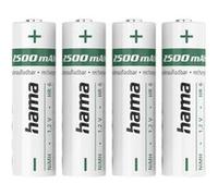 Hama 4 Piles Rechargeables AA NiMH 2500 mAh (Lot 4 Batteries Rechargeables, Charge Rapide, Très Faible Autodécharge, 1.2 Volts, pour Téléphone Fixe, Jouet, Rasoir, Télécommande, Caméra, Flash)