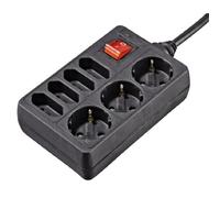 Hama Bloc multiprises à 7 sorties, avec interrupteur, 1,4 m, Noir