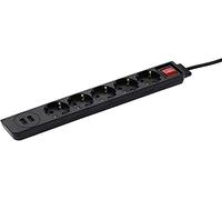 Hama Bloc multiprises "USB 3,4A" (5 prises, protection contre la surtension, prises tournées à 45°, longueur de câble de 1,4m) Noir