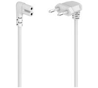 Hama Cordon Alimentation, coudé des 2 côtés, fiche Euro, Forme en 8/C7, 1,5m, Blanc