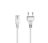 Hama Cordon d’alimention. avec fiche mâle Euro, 2 Broches, Forme en 8/C7, 1,5m, Blanc