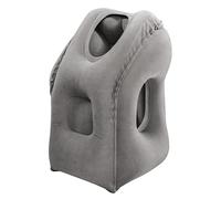 Hama Coussin de Voyage Ergonomique (Coussin Gonflable de Voyage, Coussin de Voyage avec découpes pour Les Bras), Gris, Taille L