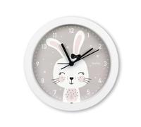 Hama Horloge de Table Réveil pour Enfant Maui (sans tic-tac, Horloge à Quartz silencieuse avec Alarme, Ø 16 cm, Analogique, Aiguilles Heures Minutes et Secondes, Motif Lapin, Pile Incluse) Gris