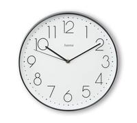 Hama Horloge Murale Corse (Pendule Murale sans tic-tac, Horloge à Quartz silencieuse, Ø 30 cm, Horloge analogique, Aiguilles des Heures Minutes et Secondes, Couvercle en Verre, Pile Incluse) Noir