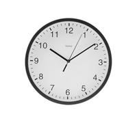 Hama Horloge Murale Elba (Pendule Murale sans tic-tac, Horloge à Quartz silencieuse, Ø 25 cm, Horloge analogique, Aiguilles des Heures, Minutes et Secondes, Couvercle en Verre, Pile Incluse) Noir