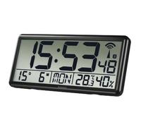 Hama Horloge Murale Numérique Radio-pilotée, Ecran et Affichage XXL, Noir | Pendule Digitale Haute Precision Signal DCF, Affichage Heure-Date-Température-Humidité Intérieur, à Suspendre ou Poser