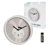 Hama Horloge Murale pour Enfant (Pendule Murale sans tic-tac, Horloge à Quartz silencieuse, Ø 25 cm, Horloge analogique, Aiguilles des Heures, Minutes et Secondes, Motif Lapin, Pile Incluse) Gris