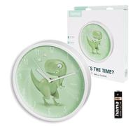 Hama Horloge murale pour enfant Dinosaure Ø 25 cm Quartz silencieuse sans tic-tac Vert Pile incluse
